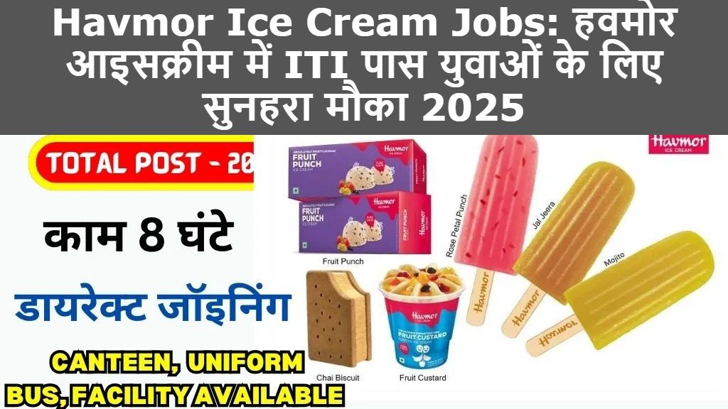 Havmor Ice Cream Jobs: हवमोर आइसक्रीम में ITI पास युवाओं के लिए सुनहरा मौका 2025 में अहमदाबाद प्लांट में निकली 100+ वैकेंसी